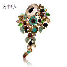 Dangle Colorful Big Brooch New 2015 Fashion Crystal High-end Atmosphere Brooches Pins For Women Free Shipping XBYO0013 2024 - buy cheap