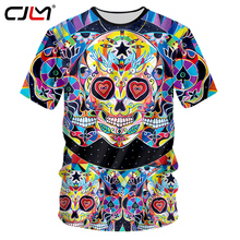 CJLM-Camiseta informal para hombre, camisa con estampado a todo Color de calavera en 3D, ropa de calle de Hip-Hop, Harajuku, camiseta de manga corta con cuello redondo 2024 - compra barato