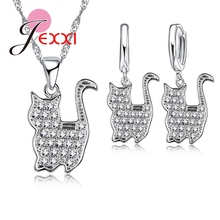 Beautifull Chain Pretty Persian Cat Pendants 925 Sterling Silve CZ Crystal Jewelry Sets Necklace & Earrings For Women/Girls Gift 2024 - buy cheap