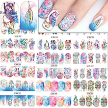 Цветные Переводные изображения для женщин, 1 лист, Водные Переводные дизайны для ногтей, наклейки для ногтей, красивые украшения для ногтей, BEBN301-309 2024 - купить недорого
