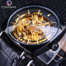 Forsining 2018 Black Golden Watches Unique Square Dial Waterproof Mens Mechanical Skeleton Watches Top Brand Luxury Male Clock 2024 - buy cheap
