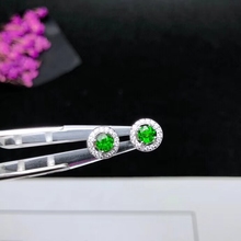 fresh green diopside gemstone earrings 925 silver fine jewelry round natural gem stud earrings green color girl ornament gift 2024 - buy cheap