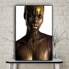 Quadros de tela para decoração de casa, quadros nórdicos em ouro e áfrica, arte de parede, impressão hd, poster criativo modular para sala de estar 2024 - compre barato