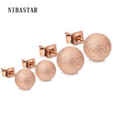 Classic Style Size 6mm 8mm Stainless Steel Ball Earrings Rose Gold-Color Plating Stud Earrings For Women 2024 - buy cheap
