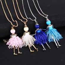 WNGMNGL 1 New Women Doll Cute Black Long Necklaces & Pendant Hot Bead Dress Baby Girls Necklace Brand Fashion Dtatement Jewelry 2024 - buy cheap