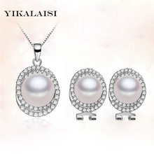 Gargantilla de perlas de agua dulce naturales YIKALAISI 2017 100%, colgante y pendientes para mujer, conjuntos de joyería de plata de ley 925 2024 - compra barato