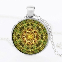 SUTEYI Fashion Sacred Sri Yantra Necklace Glass Dome Cabochon Pendant Henna Yoga Enamel Om Symbol Zen Buddhism Necklaces Jewelry 2024 - buy cheap