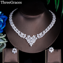 ThreeGraces Elegant Necklace And Earrings Large Flower American Bridal Cubic Zirconia Stone Jewelry Sets For Women JS107 2024 - buy cheap