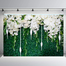 BEIPOTO-Fondo de flores blancas para fotografía, telón con hojas verdes para pared, boda, novia, baby shower, decoración de postre, fiesta de mesa, B181 2024 - compra barato