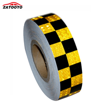 ZATOOTO 2"*164' yellow/black Grid Reflective Safety Warning Conspicuity Tape Film Sticker self adhesive truck Warning Sticker 2024 - buy cheap