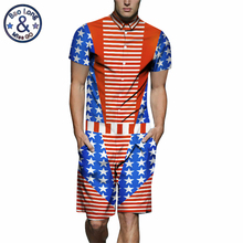 USA Flag 3D Print Star Men's Rompers Short Sleeve shirt Funny Jumpsuit Playsuit Harem Cargo Overalls Summer One Piece 2024 - buy cheap