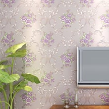 Floral Wallpaper Modern Pastoral 3D Purple Flowers Wall Sticker Living Room TV Sofa Bedroom Home Decor Background Wall Paper 3 D 2024 - buy cheap