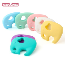 Keep & grow bpa livre 5 pçs elefante em forma de mordedores bebê dentição brinquedos de silicone de grau alimentício para enfermagem chupeta corrente que faz 2024 - compre barato