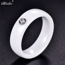 Blaike Trendy Black/White Round Ceramics Ring Inlay White AAA Zircon Wedding Bands Vintage Fashion Couple Rings for Women & Men 2024 - buy cheap