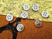30 Uds.-amuletos de botón, colgante de plata tibetana antigua de 2 caras, 16x13mm 2024 - compra barato