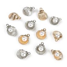 10pcs/lot 11x15cm Alloy Enamel Pearl Shell Charms For Bracelet Jewelry Making DIY Necklace Pendants Findings 2024 - buy cheap