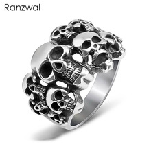 Ranzwal-anillos de acero inoxidable 316L para hombre, joyería gótica con esqueleto de Calavera, Punk, talla estadounidense 8 ~ 14 2024 - compra barato