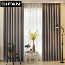 Cortinas opacas de lino de imitación para sala de estar, Color sólido, modernas, para dormitorio, ventana, cocina 2024 - compra barato