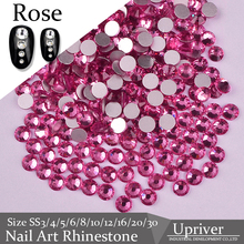 Upriver Rose Gitter 3D Nail Art Size ss3 - ss30 No Hotfix Flatback Rhinestones For Nail Decorations Rhinestone Accessoires 2024 - buy cheap