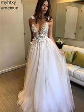 2021 New Plus Size Sexy White Evening Gown Dresses For Wome V-neck None A-line Empire Spaghetti Strap Simple Robe De Soiree 2024 - buy cheap