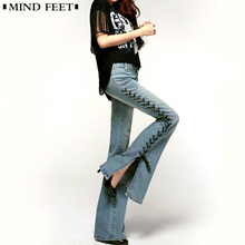 MIND FEET-pantalones vaqueros ajustados para mujer, Capris elásticos, acampanados, informales, Vintage 2024 - compra barato