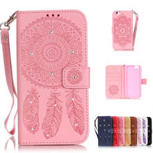 For iPhone Case Bling Wallet Flip Leather Fundas Case For Apple iPhone 5 5S SE 6 6S 7 8 Plus Rhinestone Dreamcatcher Cover Cases 2024 - buy cheap
