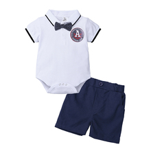 Conjunto infantil com camisa de manga curta e bermuda, meninos, roupas de verão para bebês recém-nascido mb512, 2019 2024 - compre barato