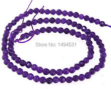 Hig Quality - Faceted Dark Purple Stone 4mm Round Gem Loose Beads Strand 14 Inches Full Strand - Free Shipping 2024 - buy cheap