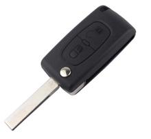 Чехол для автомобиля с необработанным лезвием, флип-чехол для защиты ключа, дистанционный ключ для PEUGEOT 207, 307, 307, 308, 407, 607, 2 кнопки 2024 - купить недорого