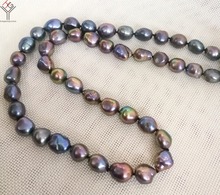Joyería de moda para mujer, collar de perlas naturales de 12x13mm, colores negro, marrón, gris, Perla Barroca de agua dulce 2024 - compra barato