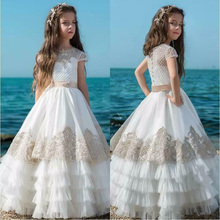 Flower Girl Dresses Princess Lace Applique Cascading For Wedding Girls First Holy Communion Special Occasion Dresses 2024 - buy cheap