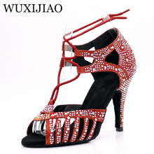 WUXIJIAONew Red and Glod Flash Cloth Salsa Dance Shoes Soft Bottom Latin Kizomba Tango Ballroom Dance Shoes Heel 6/7.5/8.5/10cm 2024 - buy cheap