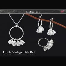 Lotus Fun Moment Real 925 Sterling Silver Natural Creative Handmade Design Fashion Jewelry Ethnic Vintage Fish Bell Jewelry Set 2024 - buy cheap