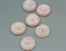 150pcs big 24mm Glitter AB pink Iridescent Flat Back Round Resin Rhinestones, DIY Kawaii Scrapbook Beads Crafts Resin 2024 - buy cheap