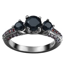 Hainon nuevo anillo de circonio cúbico negro para mujer, anillo de Color oro negro, anillos de compromiso, regalos de joyería de moda nupcial 2024 - compra barato