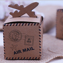 50pcs Retro "Air Mail" Plane Aircraft Airplane Gift Candy Boxes Wedding Favors Kraft Paper Baby Shower Birthday Party Supplies 2024 - buy cheap