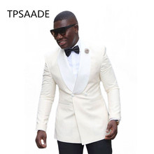 Mens White Formal Business 2 Piece Suit Groom Tuxedos Evening Prom Shawl Lapel Wedding Mens Double Breasted Jacket Pants Blazer 2024 - buy cheap