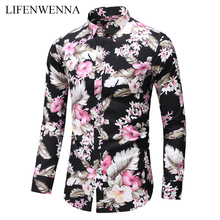Plus Size 6XL 7XL Men's Flower Shirt 2019 Autumn New Fashion Printed Long Sleeve Shirts Men Casual Business Floral Shirts Male 2024 - buy cheap
