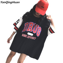 New Summer Fashion Letters Print Harajuku Bf Wind Women's T-shirt Short-sleeved Long Paragraph Loose Street Trend T-shirt 2024 - buy cheap