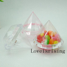 New Arrivals--24pcs/lot Lovely plastic transparent diamond shape candy box wedding favor boxes 2024 - buy cheap