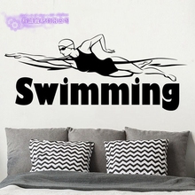 Mulheres nadar adesivo de parede do carro nadador decalque natação cartazes decalques da parede do vinil decoração mural natação 2024 - compre barato