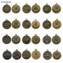 GraceAngie 12pcs Zinc Alloy Antique Bronze Mixed zodiac Double sided design Charms Necklace Pendant Jewelry DIY Findings 2024 - buy cheap