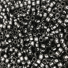 Contas de letras acrílicas, 7x7mm, números mistos pretos, 1-9, contas de letras, colar para fazer jóias, acessórios de contas, 100 peças 2024 - compre barato