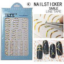 1 sheet/lot korean Gold Metal 3D Nail Stickers Stripes smile line tape DIY Nail Art Adhesive Manicure Sticker 2024 - buy cheap