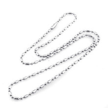 2 pzas/lote de acero inoxidable de 2mm de bambú bola perlas collar de cadena de Color de plata de las mujeres, Etiqueta de perro de cadenas para accesorios de la joyería DIY 2024 - compra barato