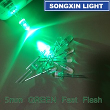 Danshan g-diodo emissor de luz verde, 100 peças, 5mm, automático, pisca-pisca, controle de flash, 5mm, diodo 1.5hz 2024 - compre barato