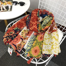 2021 Autumn Winter Geometric Floral Tassel Viscose Scarf Lady Luxury Brand Shawls and Wraps Foulard Muslim Hijab Snood 180*100Cm 2024 - buy cheap