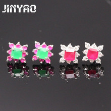 JINYAO Fashion Jewelry Inlay Green&Red AAA Zircon Stud Earring White Gold Color Wedding Party Earrings For Women 2024 - buy cheap