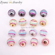 20PCS ZYZ316-5494 DIY Jewelry Making Bracelet CZ Brass Metal Micro Pave Cubic Zirconia Round Ball Bead Spacer Beads Findings 2024 - buy cheap
