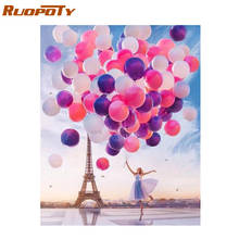RUOPOTY Diy картина по номерам, романтичный воздушный шар, акриловая Настенная картина по номерам, Картина на холсте для украшения дома 2024 - купить недорого